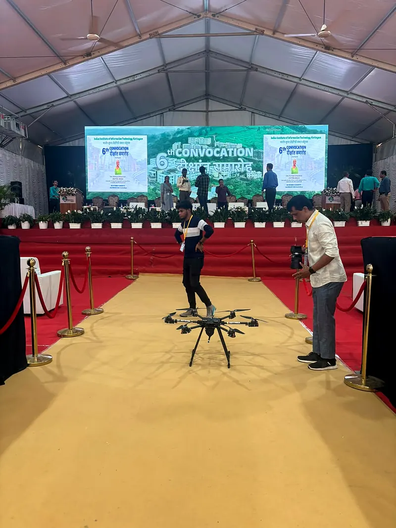 The Asthra hexacopter on display at IIIT Kottayam's 6th Convocation