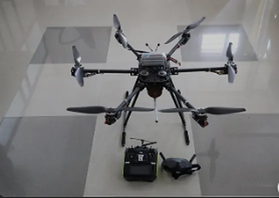 A Nexospark hexacopter with its transmitter