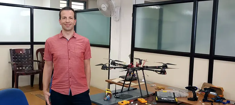 A hexacopter on the lab bench